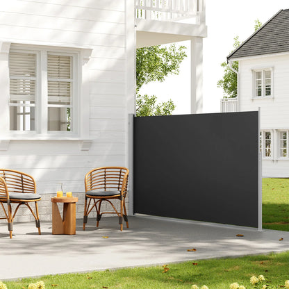 Windscherm - Tuinscherm - Uitschuifbare Zijluifel - Balkonscherm - 160x350cm - Waterdicht & Zon- en Windbescherming - Balkon & Terras – Antraciet - QUORE