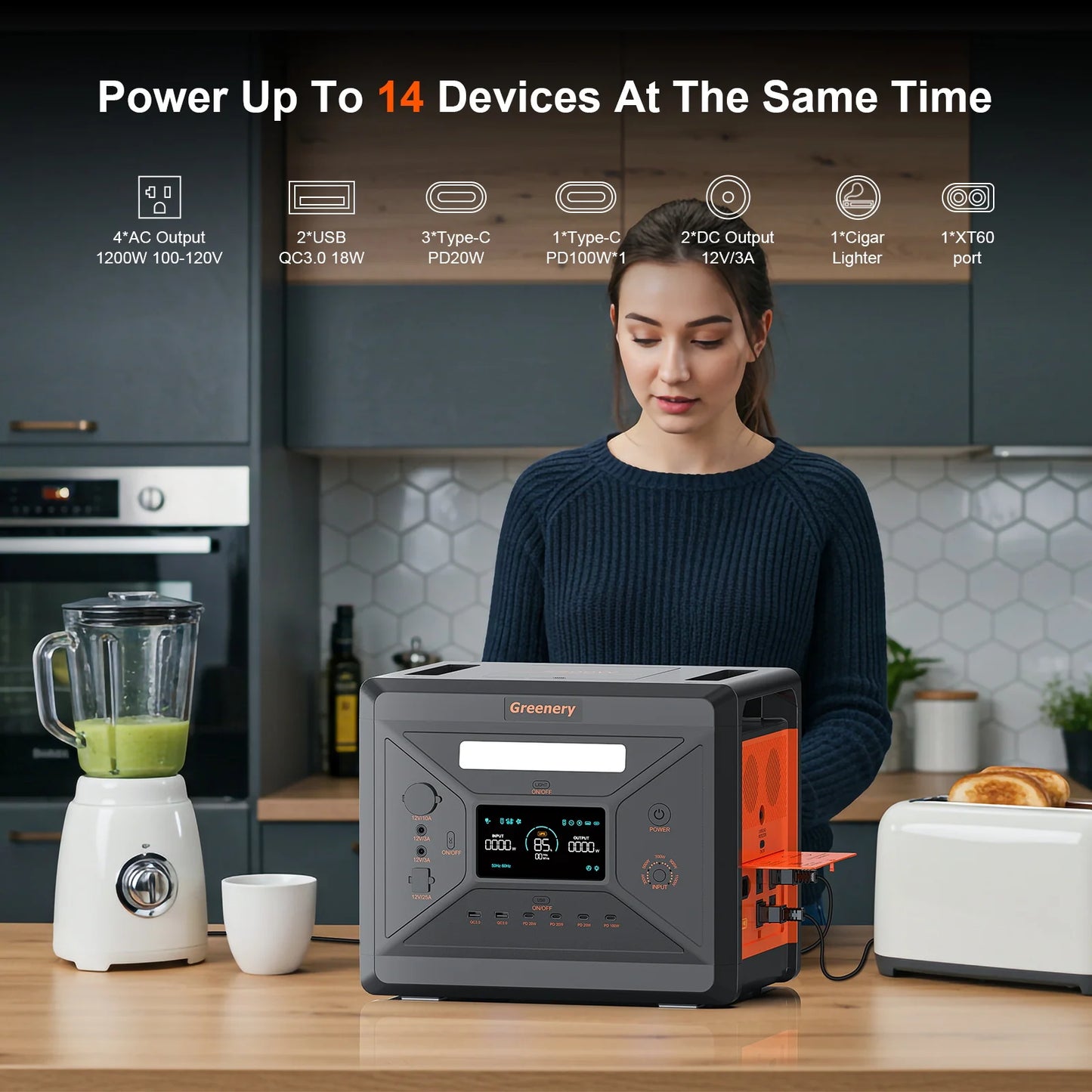 Draagbare Powerstation – Mobiele Stroomvoorziening – Noodstroomaggregaat – Zonne-energie Generator – Energie Backup – 2304Wh Capaciteit – 2500W Hoog Vermogen
