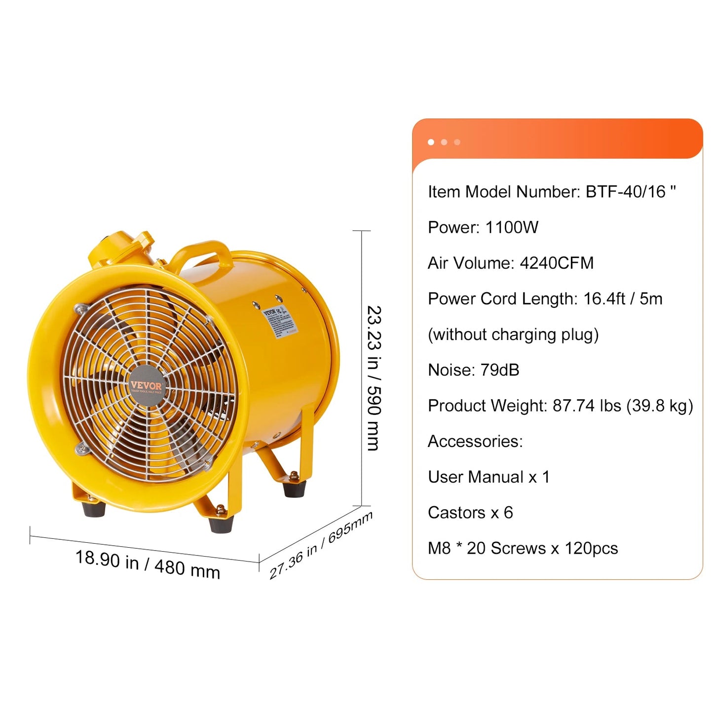 Ventilator – Luchtverfrisser – Afzuiger – Industrieel – Werkplaats – 1100W Krachtige Motor – Corrosiebestendige Stalen Behuizing
