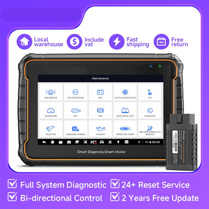 OBD2 Scanner - OBD - Diagnosecomputer - Storing Verwijderen - Uitleesapparatuur - Auto Uitlezen - Diagnose apparatuur voor auto's - met Volledige Systeemdiagnose & 24+ Resetfuncties – Geschikt voor ABS, SAS, TPMS en Meer – Geel