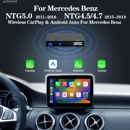 Draadloze CarPlay Adapter – Android Auto Converter – Wireless Smartphone Connector – MirrorLink Interface – Voor Mercedes-Benz NTG 4.5/5.0 – Ondersteuning Achteruitrijcamera – Eenvoudige Plug & Play Installatie