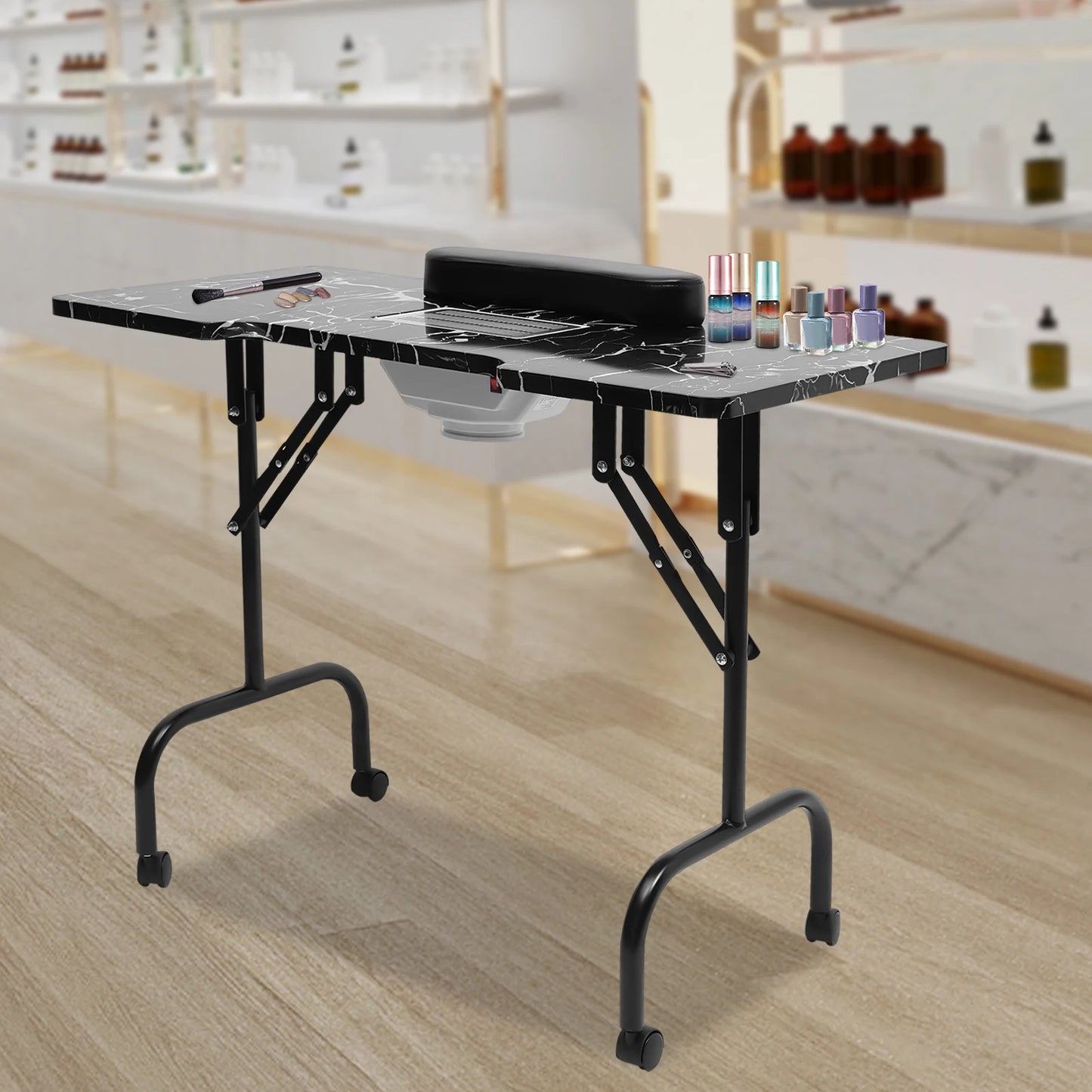 Nageltafel – Manicuretafel – Draagbare Tafel – Inklapbare Werktafel – Stofafzuiging Met Ventilator – 94x48 Cm Oppervlak - QUORE