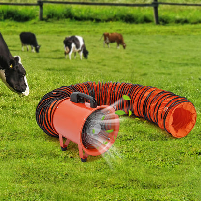 Industrieventilator – Bouwventilator – Luchtverplaatser – Blower – PVC Luchtkanaal – Oranje Variant – 250 Mm Diameter – 320 Watt Krachtig