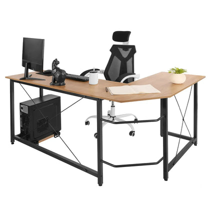 L-vormig Bureau - Game Bureau - Laptoptafel - Desk - Hoekbureau - 190cm x 120cm x 75cm - Gaming Bureau - Geschikt voor Gaming, Werk & Studie - Zwart - QUORE