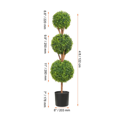 Topiary planten -1/ 2 pcs  kunstmatig planten - kunstmatig buxus - Engels buxus dubbele bal vormige - kunstmatig buxus hegpaneel - 36 inch - Groen - QUORE