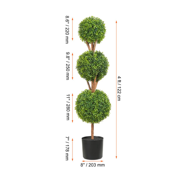 Topiary plants -1/ 2 pcs artificial plants - artificial boxwood - English boxwood double ball shaped - artificial boxwood hedge panel - 36 inch - Green