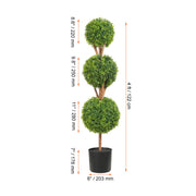 Topiary plants -1/ 2 pcs artificial plants - artificial boxwood - English boxwood double ball shaped - artificial boxwood hedge panel - 48 inch - Green