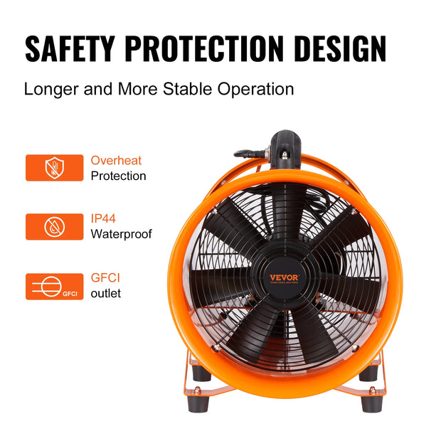 Vevor - Duct Fan - Ventilator - Exhaust Fan - 350W 10inch - with 5M PVC Duct Exhaust Fan for Home Workplace Factory
