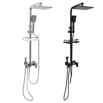 Douche - Regendouche - Douchewand - Douchekolom - Douchepanelen - Slimme Douchekraan Set - met Digitale Display - Verstelbare Hoogte & 4 Functies - Zwart