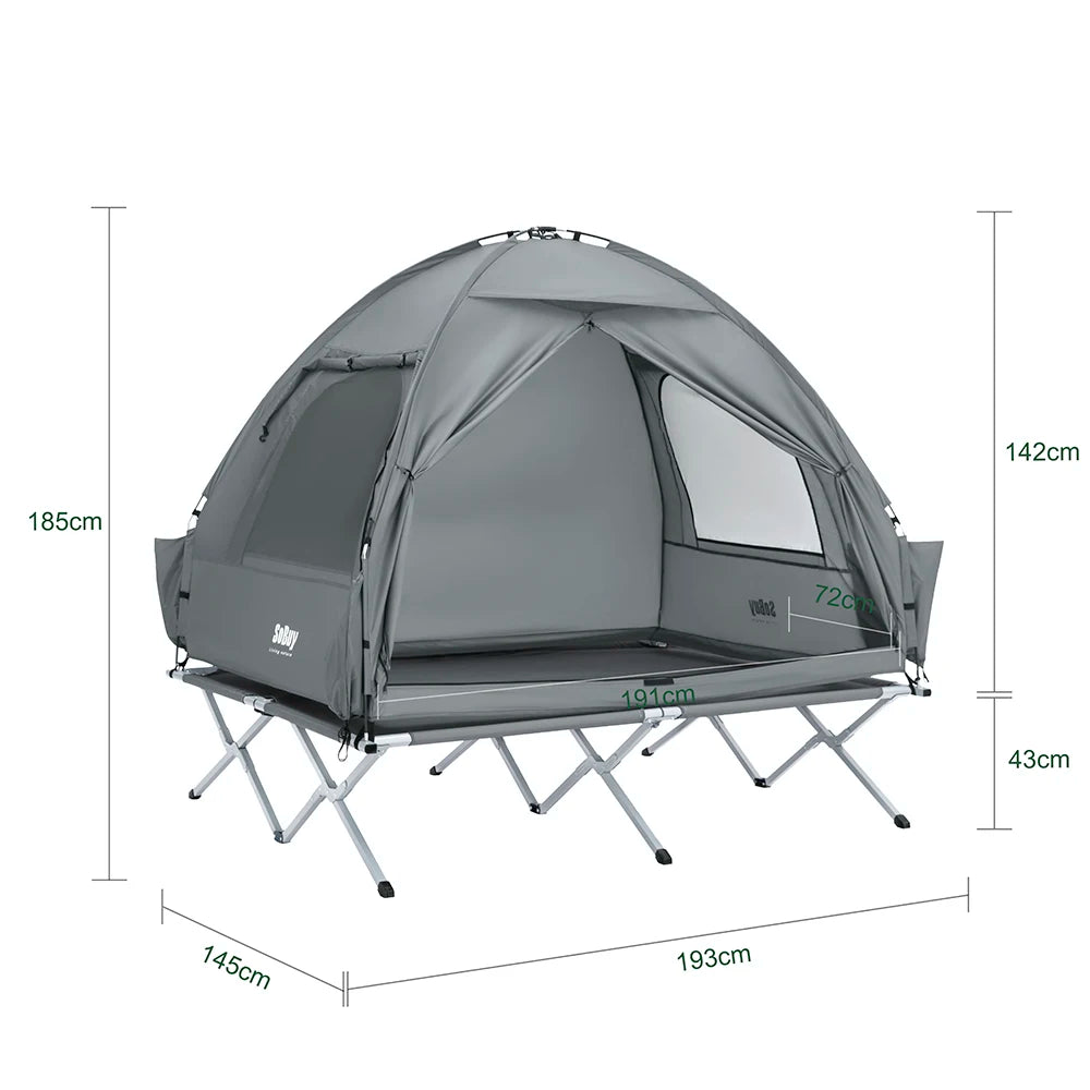 Campingtent - Opblaasbare Tent – Kampeertent – Lichtgewicht Tent – Outdoor Tent – Snelle Inflatie – Aluminium Frame – Compact Draagtas - Grijs