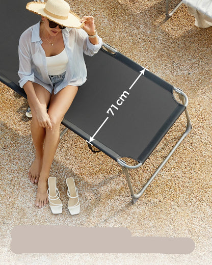 Zonne-Ligstoel – Comfortabele Ligstoel – Tuinstoel – Strandstoel – Met Handige Zijtas – Stalen Frame – Maximaal 150 Kg