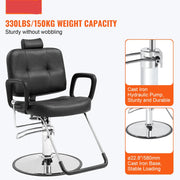 Kapperstoel -  Kapperskruk - Salonstoel -  Haarkapperstoel - Behandelstoel - 25x31x43 inch - 24.5kg - Zwart