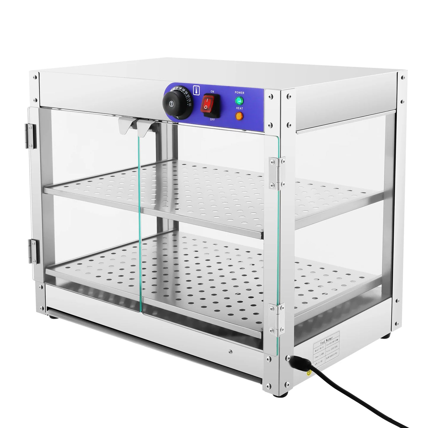 Warmhoudkast – Warmhoudkast Horeca – Voedselverwarmer – Snackverwarmer – Roestvrij Staal – 800 Watt – Dubbel Plateau