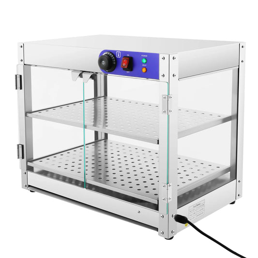 Warmhoudkast – Warmhoudkast Horeca – Voedselverwarmer – Snackverwarmer – Roestvrij Staal – 800 Watt – Dubbel Plateau