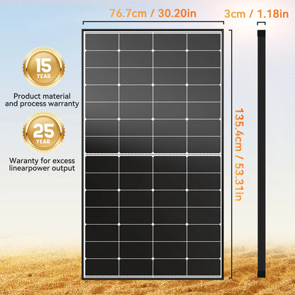 WERCHTAY 300W High Efficiency 25% Solar Panel 10BB N-Type Cell for Home Rooftop RV Motorhome and Off Grid Applications