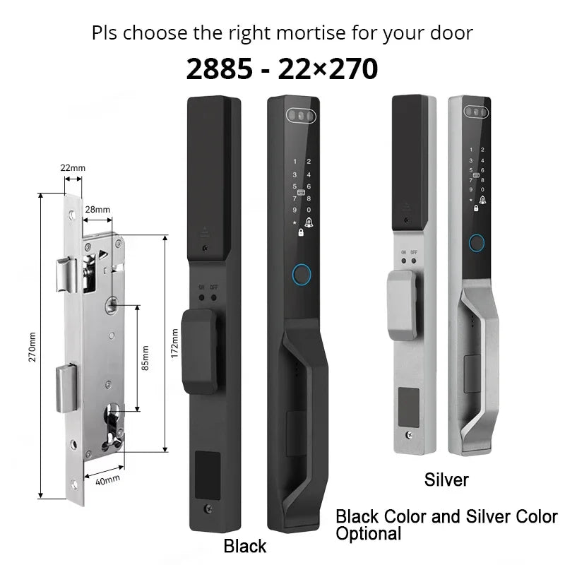For Euro Mortise of 85/92 3D Face Recognition Smart Door Lock Tuya App Control IP68 Waterpoof Wifi Eletric Digital Smart Lock - QUORE
