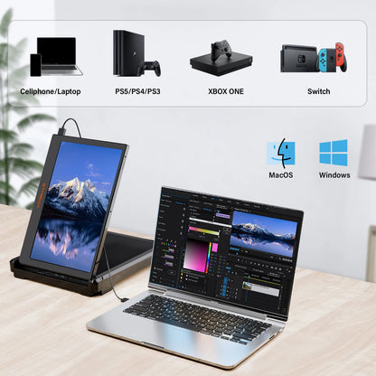 Draagbare Monitor – Tweede Scherm – Laptop Monitor – Extra Display – Portable Scherm – 11,6 Inch IPS Full HD – 195 Graden Draaibaar