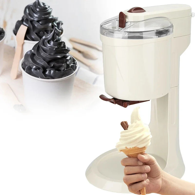 Mini Softijs Machine - IJsmachine - IJsmaker - Automatisch - 220V - 20W - 1L - 42.5 x 24 x 27 cm - Beige