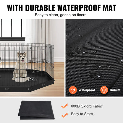 Hondenren - Hondenbox - Puppyren - Hondenkrat - Opvouwbaar - Metalen Hondenren - met Bodemkussenhoes - Puppy Buiten Camping Yard Kennel - met Deksel en Stootkussen