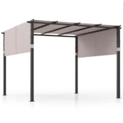 Pergola met 2 verstelbare daken - paviljoen - waterdicht - stabiel - winterbestendig - tuinpaviljoen met robuuste metalen zuilen voor terras - tuin - dek (grijs) - QUORE