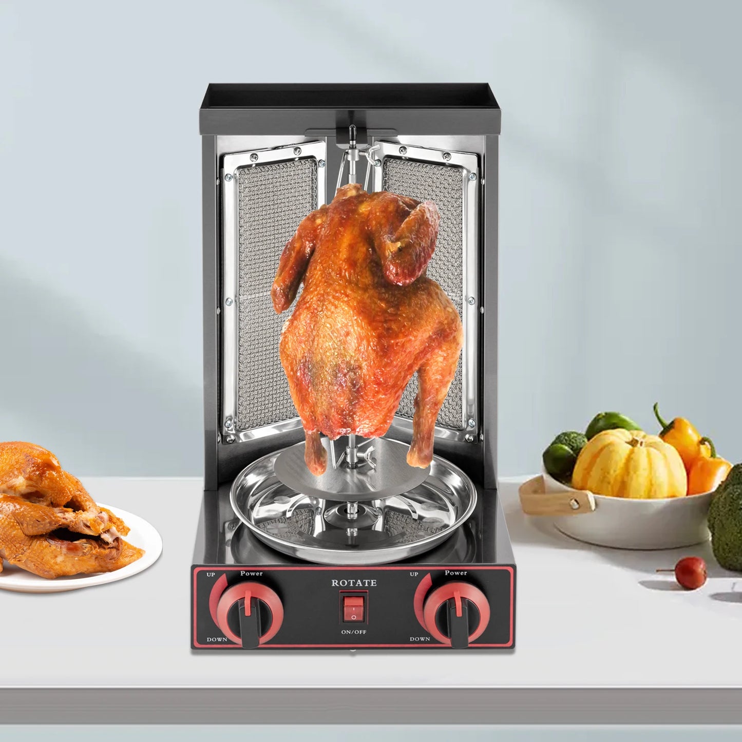 Gas Doner Kebab Machine – Gas Kebab Grill – Doner Grill – Kebab Barbecue – 360° Draaiend Mechanisme – Roestvrij Staal – 3000W Vermogen