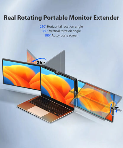 Laptop Scherm – Laptopscherm Extender – Portable Monitor – Extra Beeldscherm – Draagbaar Scherm – 14 Inch 2K QHD Resolutie – 360° Draaiend Swivel Scharnier