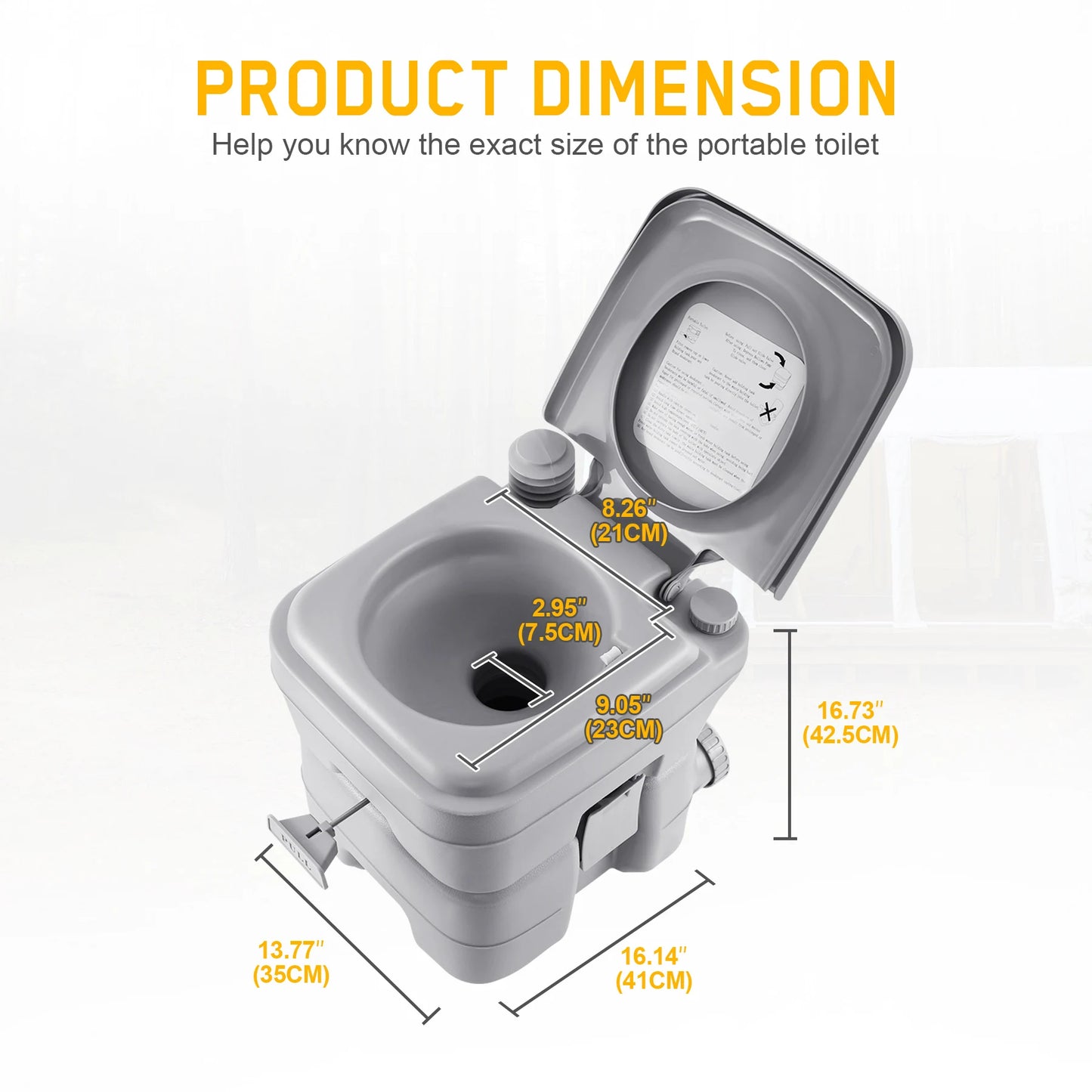 Draagbaar Spoeltoilet - Mobiel Potje - Mobiel Toilet - voor Buiten - Caravan - Toiletbelasting 130kg - voor Volwassenen - 20L - 41 × 35 × 41 cm - Grijs