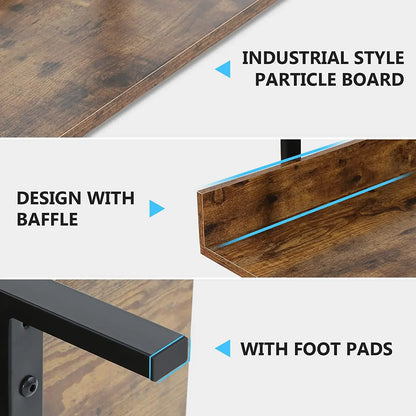 Boekenkast - Kast - Ladderkast - Wandkast - Industriële 5-Laags - met IJzeren Frame – Stabiele Opbergplank voor Boeken & Decor – Bruin - QUORE