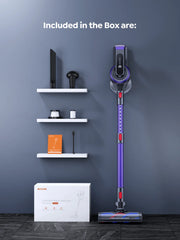 Cordless Stick Vacuum Cleaner - Stick Vacuum Cleaner - Vacuum Cleaner - Cordless Stick Vacuum Cleaner - Powerful Suction - 450W - 38KPa - with touchscreen - HEPA Filter - Purple