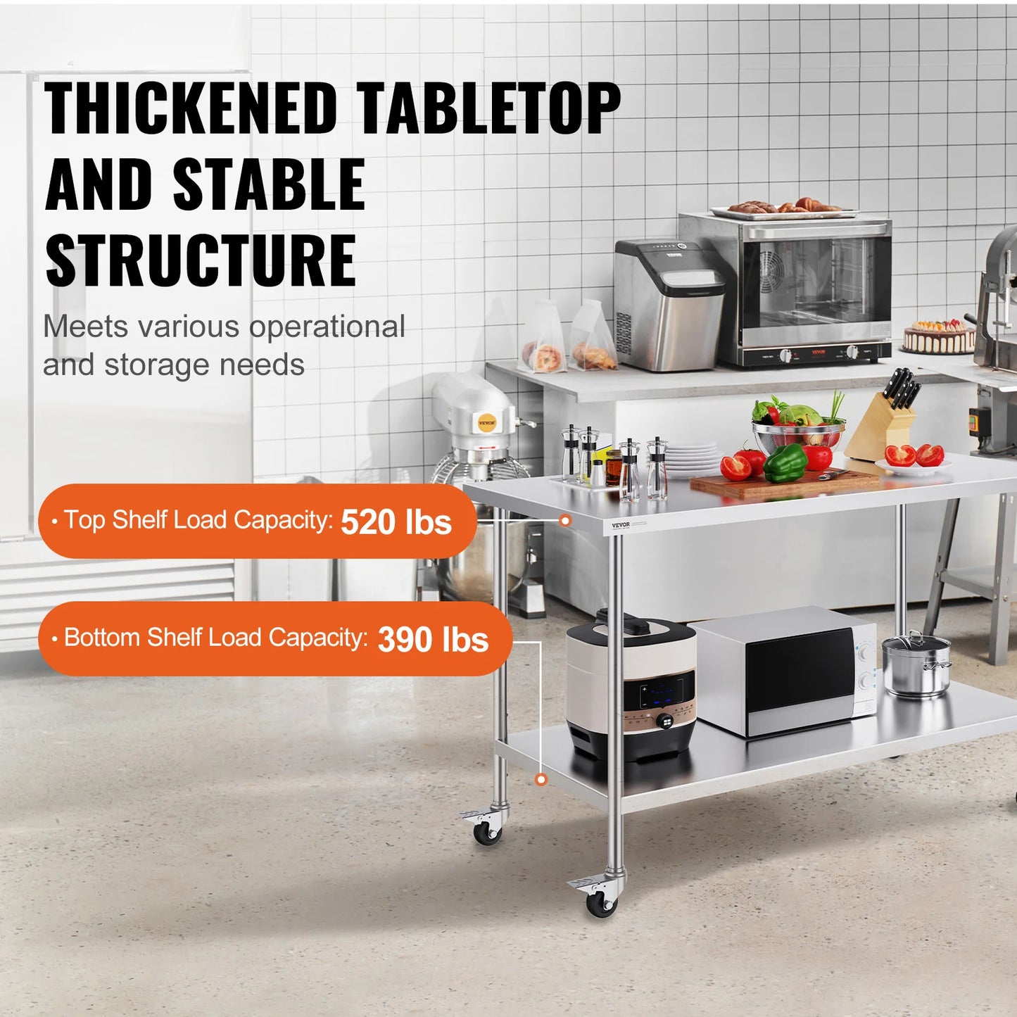 Verstelbare Werkbank – RVS Werktafel – Roestvrijstalen Tafel – Werkblad Met Wieltjes – Verstelbare Hoogte – 1524x762 mm - QUORE