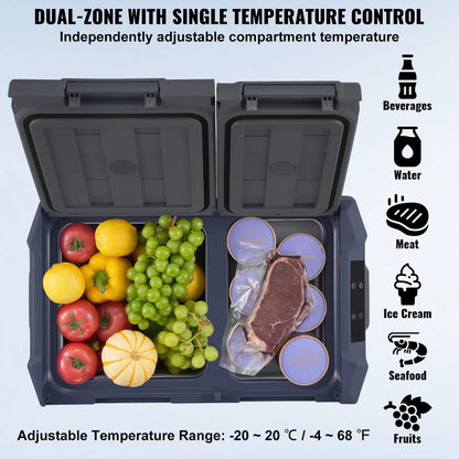 Elektrische Koelbox - Frigobox - Refrigerator - Car Fridge - Draagbaar - 25L - Dual Zone Compressor Koelbox - voor Auto, Camping en Reizen - Coolbox - Besturing via Bluetooth-app op smartphone