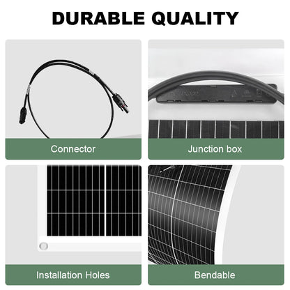 Zonnepanelen - Zonnepaneel Systeem - Monokristallijne Solar Kit - Flexibel - Zonne Energie - 200W - Waterdichte - voor Camping, RV en Thuisgebruik -(2 x 200W Kit)