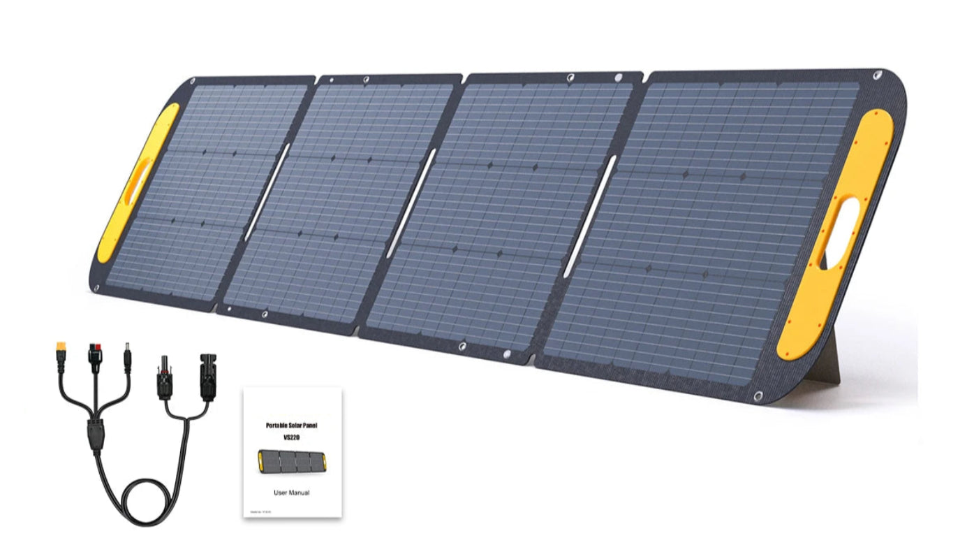 Zonnepaneel - Zonnepaneelset - Draagbaar - Opvouwbare - Waterdict - Outdoor Emergency Backup - voor Thuis - Tenten - Buiten - Kamperen - 220W - IP67 - 19V - 243 x 60 - Geel