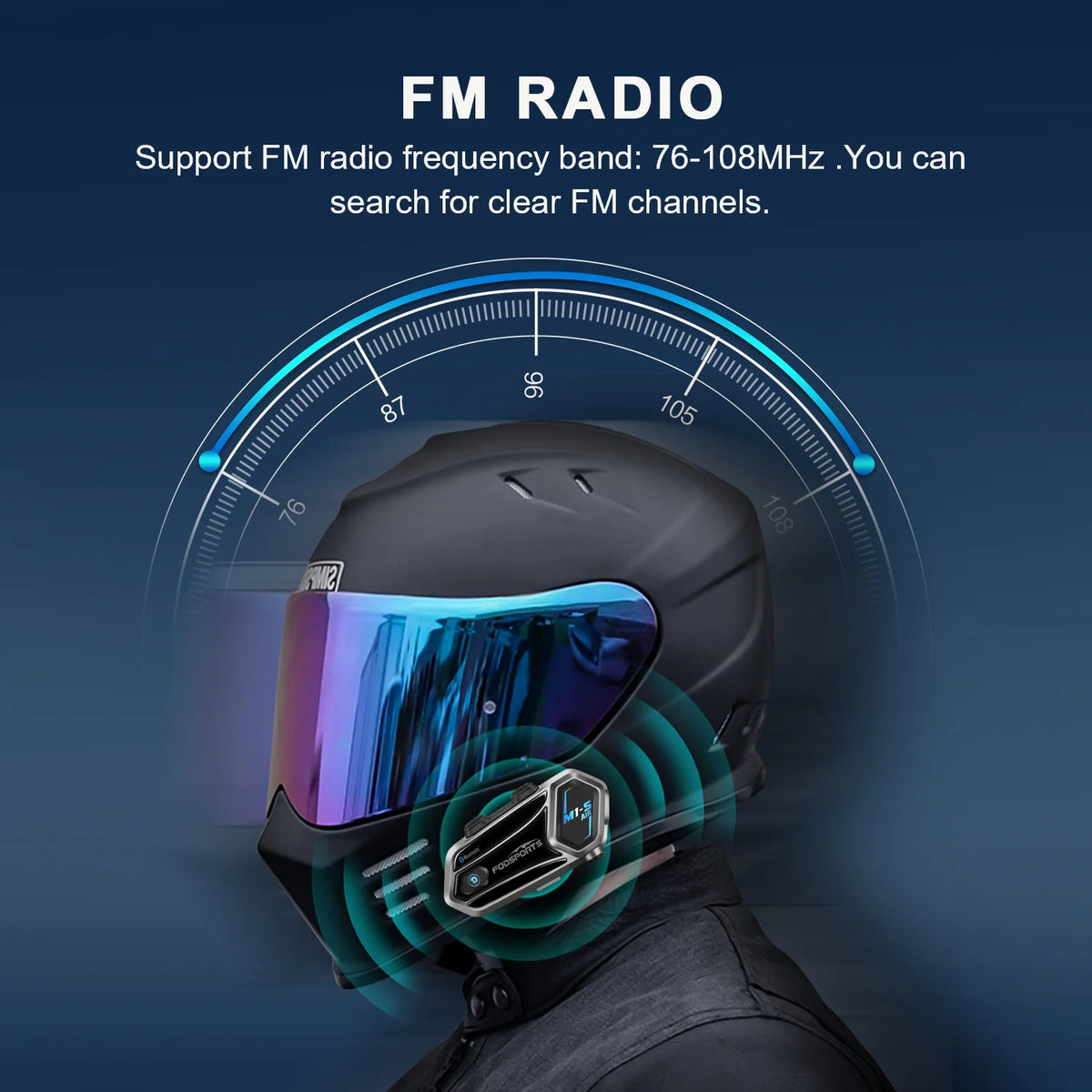 Motorfietsintercom - Helmintercom - MotorfietshelmHeadset - Bluetooth Helmintercom - Helm - Motorfietsaccessoires - 4 bestuurders - 1000m - voor muziek delen, FM-radio - QUORE