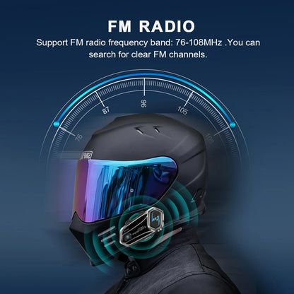 Motorfietsintercom - Helmintercom - MotorfietshelmHeadset - Bluetooth Helmintercom - Helm - Motorfietsaccessoires - 4 bestuurders - 1000m - voor muziek delen, FM-radio - QUORE