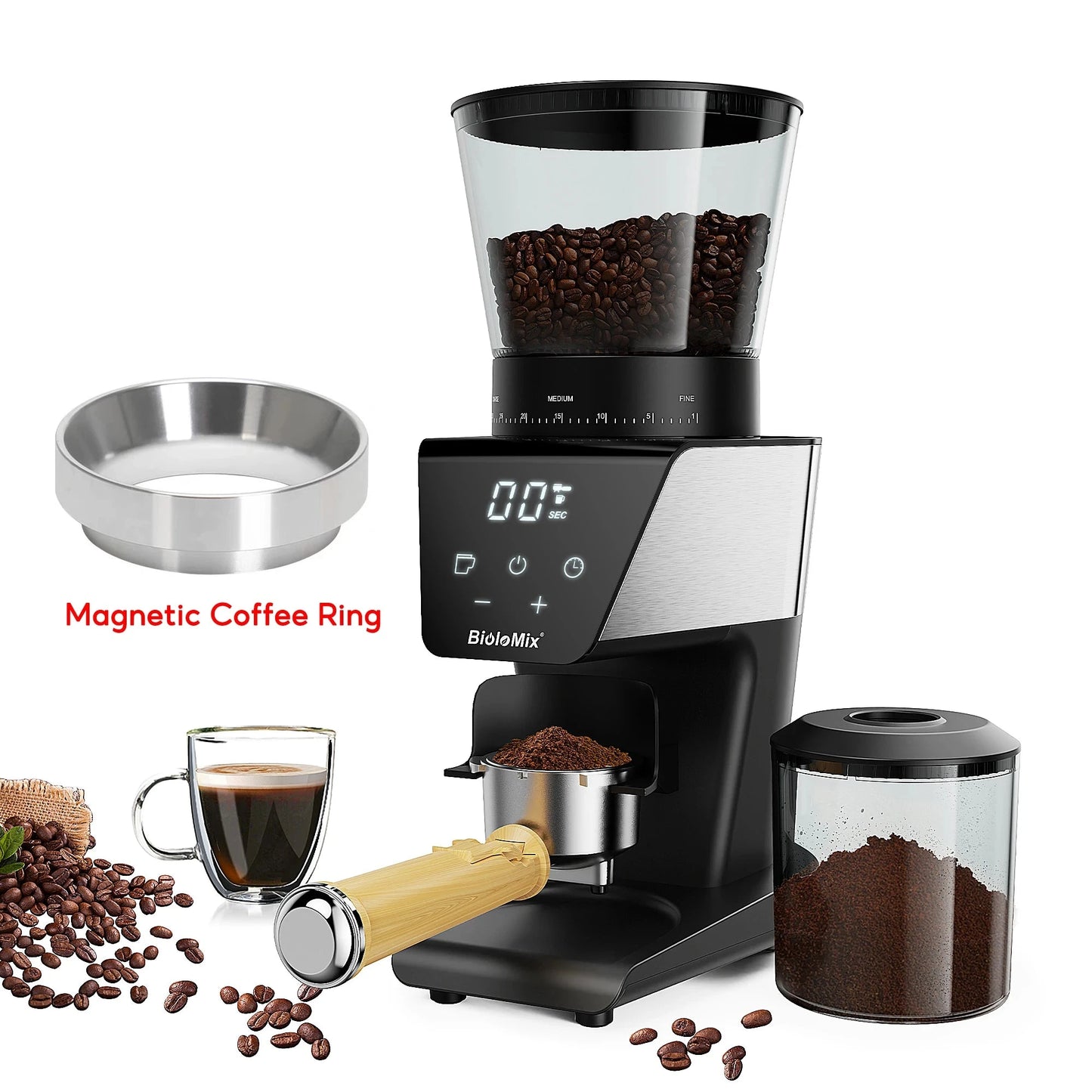 Koffiemolen - Koffiezetapparaat - Koffiemolen Elektrisch - Koffiezetapparaat - Koffie Bonenmolen - 220V- met Magneetring - 30 versnellingen voor Espresso Amerikaans