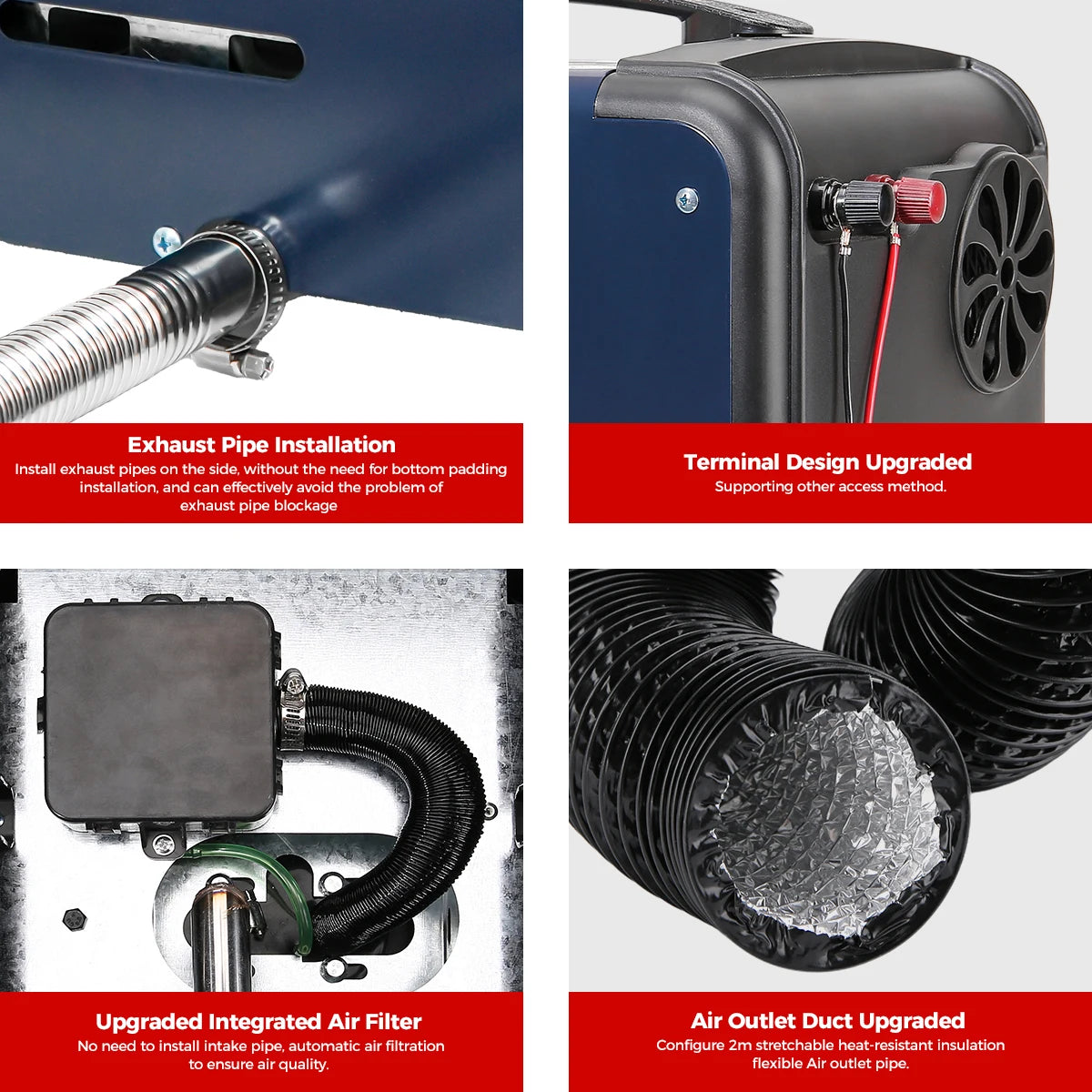 8KW Diesel Luchtverwarmer – Mobiele Dieselverwarming – Camperverwarmer – Auto Voorverwarming – Thuisverwarming – Bluetooth App Bediening – Automatische Temperatuurregeling - QUORE