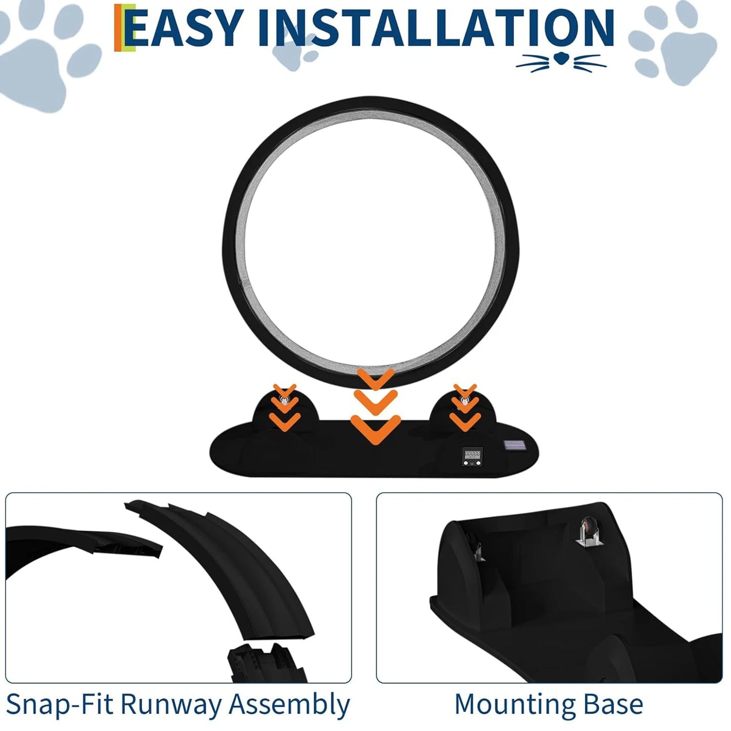 Cat Exercise Wheel for Indoor Cats, ABS Cat Wheel Exerciser Quiet Cats Treadmill with Pedometer, Small Animal Running Wheels