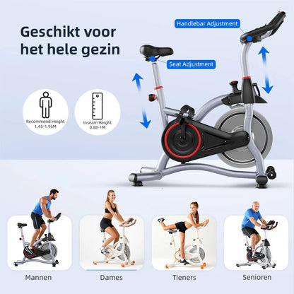 Hometrainer – Spinningfiets – Fitnessfiets – Indoorfiets – Fitnessapparaat – Stil en Compact – Magnetische Weerstand Met Bluetooth - QUORE