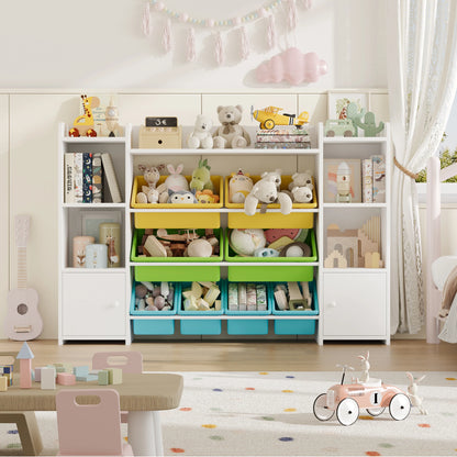Speelgoedopbergkast – Speelgoedkast – Opbergkast Kinderkamer – Speelgoedbox – Boekenkast – Wit – 8 Uitneembare Bakken – Veilig Kindvriendelijk Ontwerp - QUORE