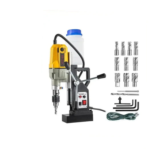 Boormachine - Magnetische Kernboormachine - Magnetische Boormachine - Elektrische Magnetische Boormachine - 1100W 1,57” Boring Diameter, 2697lbf/12000N Draagbaar Elektrisch - met 12 Bits, 580 RPM Max Snelheid