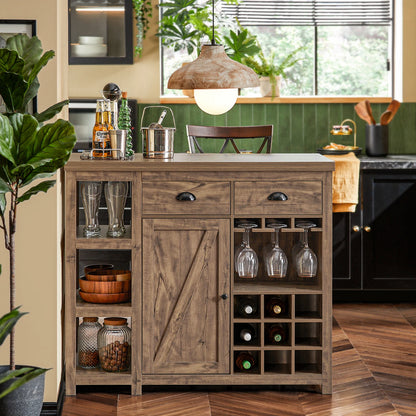 Keukeneiland – Keukenkast – Dressoir – Organizer – Buffetkast – Bruin Vintage – MDF & Spaanplaat – 110x95x55 cm - QUORE
