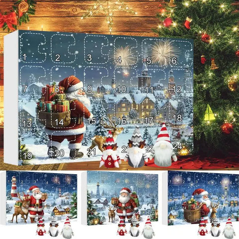 Advent Kalender - Kabouter Poppen Aftelkalender - Kerst Pluche Kalender Doos - 24 Dagen Van Plezier Verzamelbare Pluche Figuren - Kerst Kabouter Advent - Kinderkerstcadeau - Speelgoed - Speelset - Set D