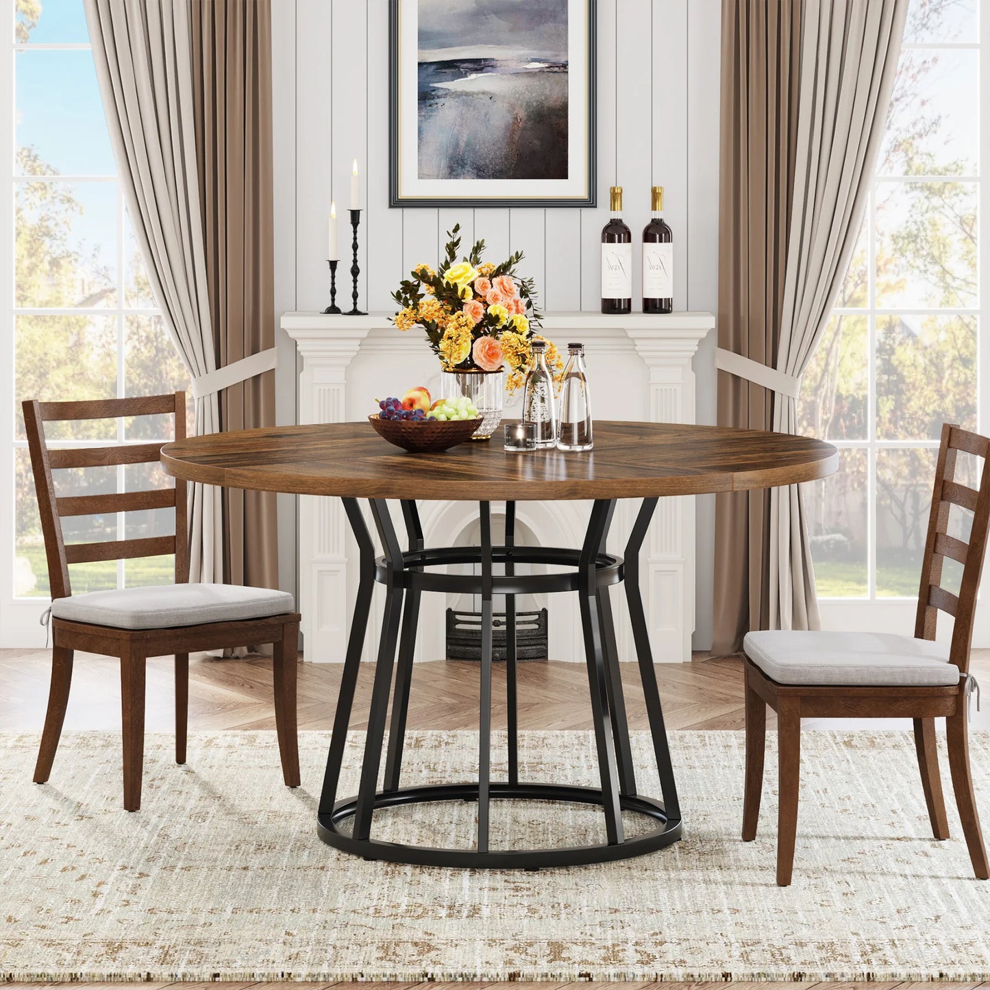 Ronde Eettafel – Ronde Tafel – Eetkamertafel – Family Table – 120 Cm Doorsnede – Stevig Metalen Onderstel - QUORE
