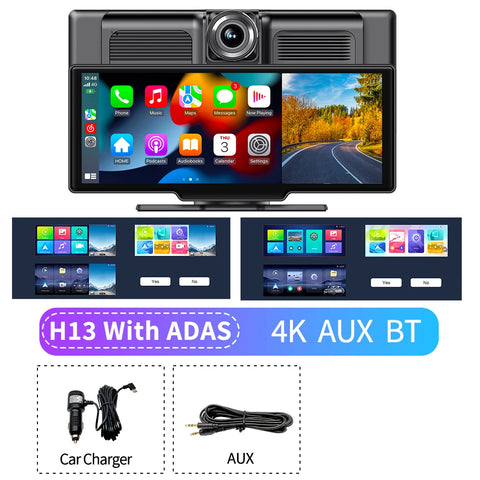 Imagebon 10.26" 4K ADAS Wireless CarPlay & Android Auto Dash Cam GPS Navigation 24h Park Monitor Night Vision Rear View Mirror