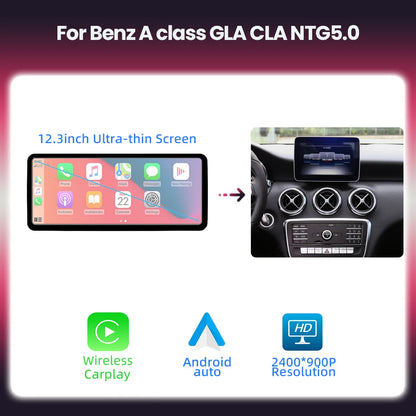 Multimediasysteem Autoradio Mercedes-Benz – Touchscreen Navigatie Systeem – Draadloos CarPlay Android Auto – 12,3 Inch Scherm – Hoge Resolutie 2400x900 Pixels - QUORE