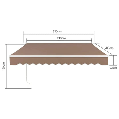 Zonnescherm – Zonwering – Uitschuifbaar Scherm – Balkon Schaduw – Aluminium Frame – Waterafstotend – UV-Bestendig - 2.5-2M