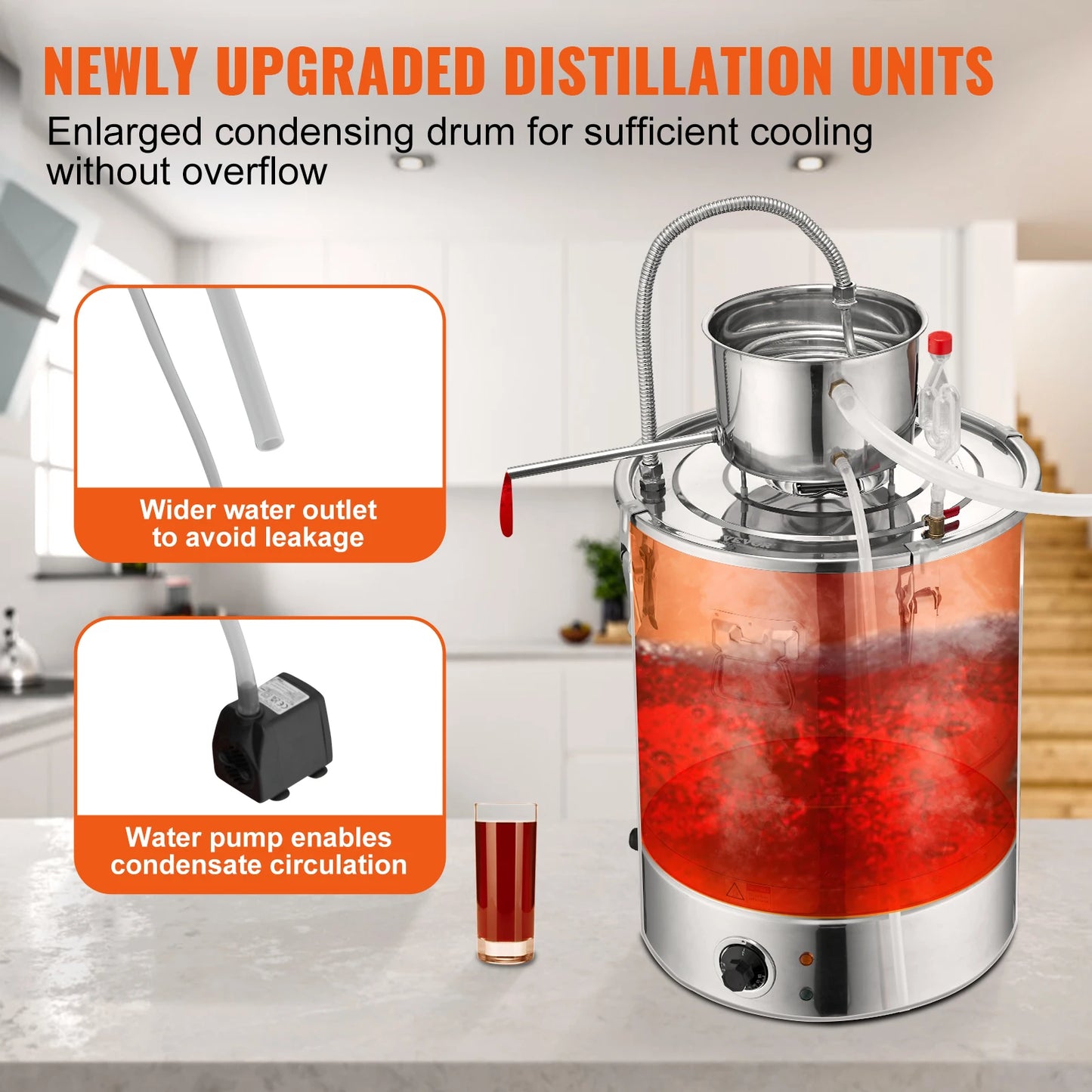 VEVOR Alcohol Still Water Alcohol Distiller Home Distillery Kit include Stainless Steel Tube Pump for DIY Whisky Wine Brandy