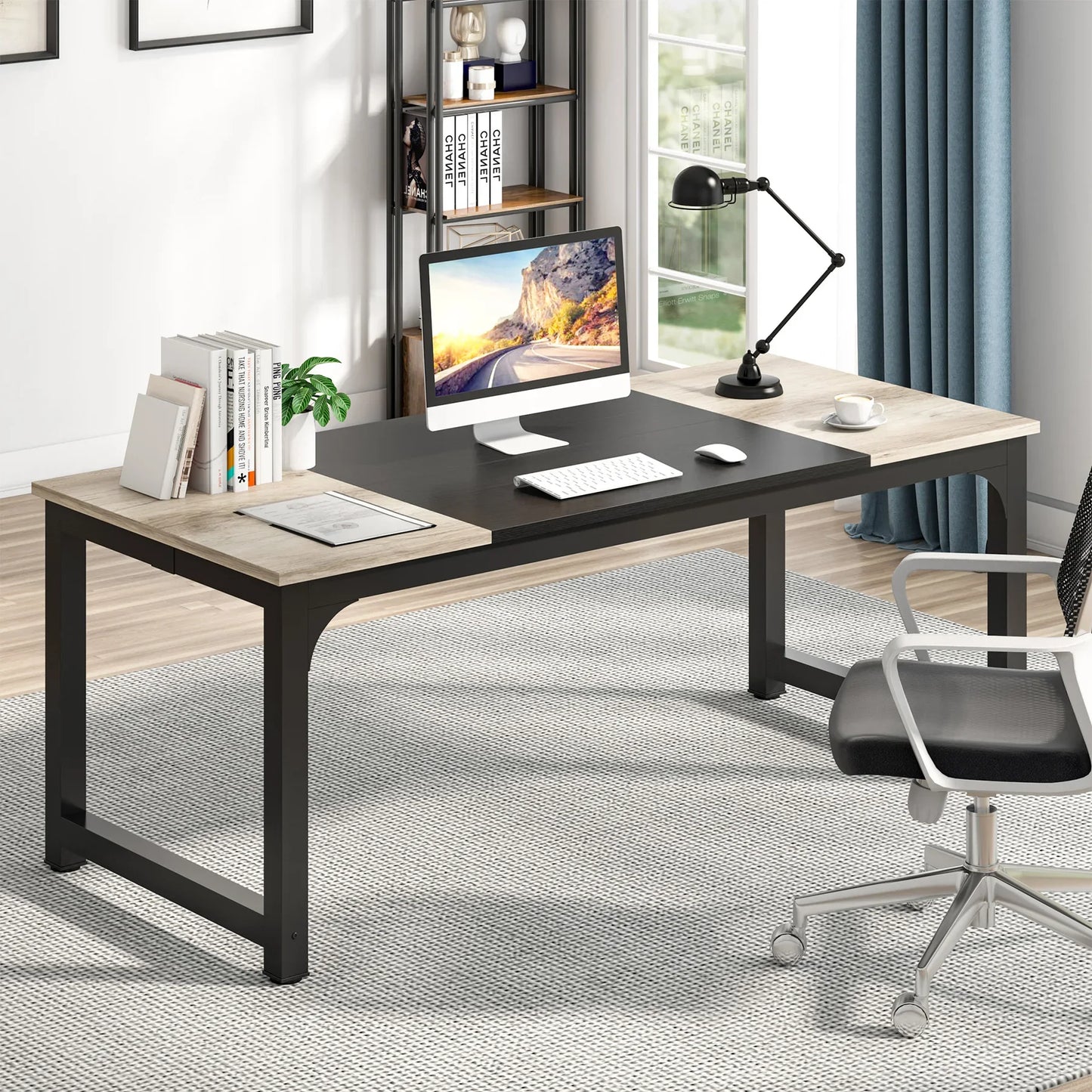 Computertafel – Bureau – Werkplek – Studietafel – Houten Tafel – 180 Cm Breed – Vintage Design