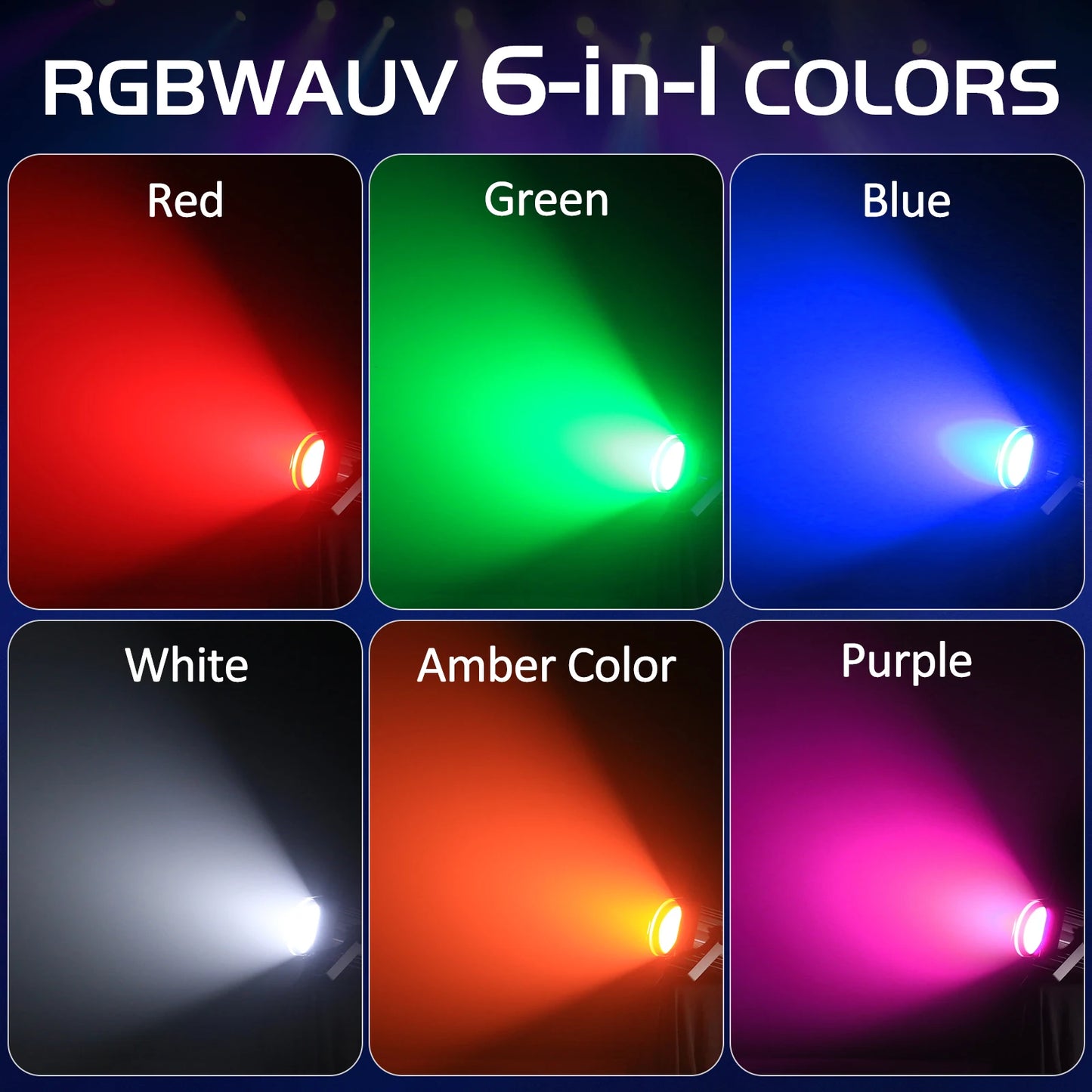 200W LED Par Light Set – DJ Verlichting – Podiumspot – LED Spot – Event Verlichting – 6-in-1 RGBWA+UV – DMX512 Met Barn Door – 4-delig EU Plug - QUORE
